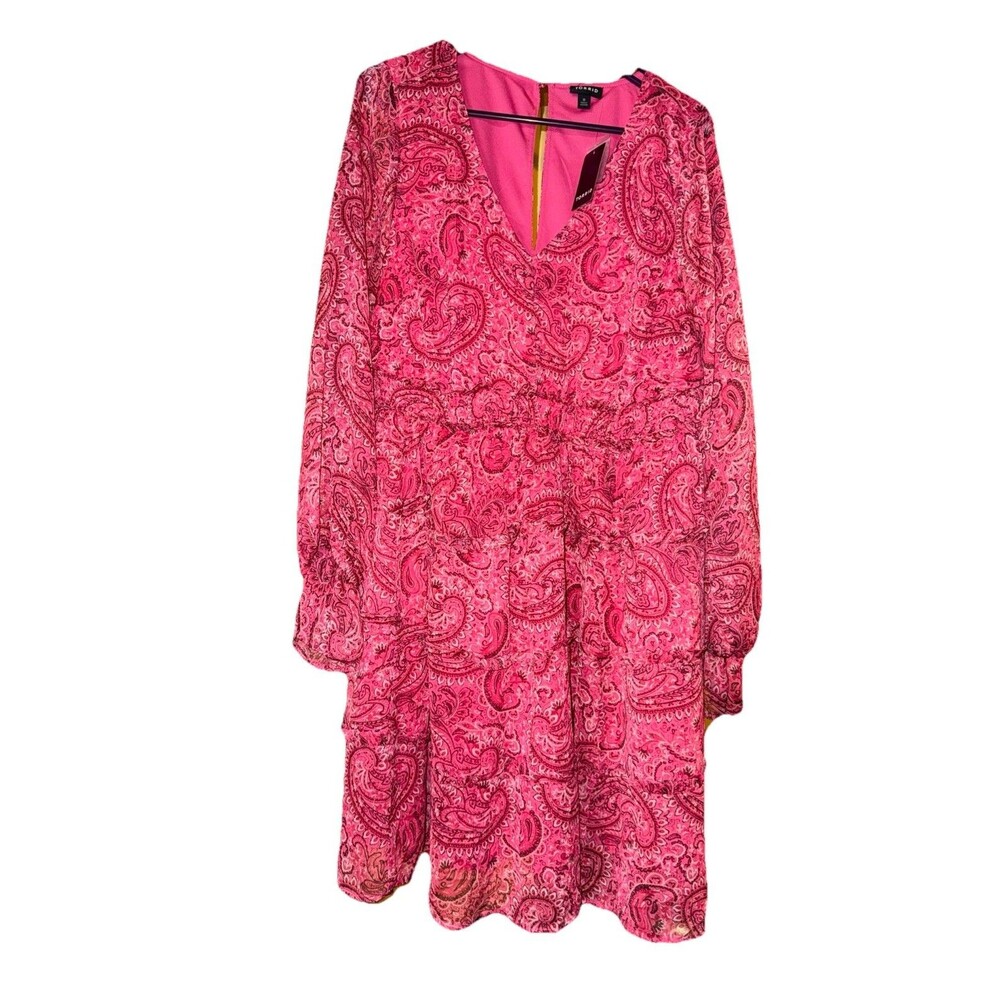 Torrid New paisley print chiffon tiered mini dress 0X 12/24 Ruffles grannycore - Picture 2 of 4